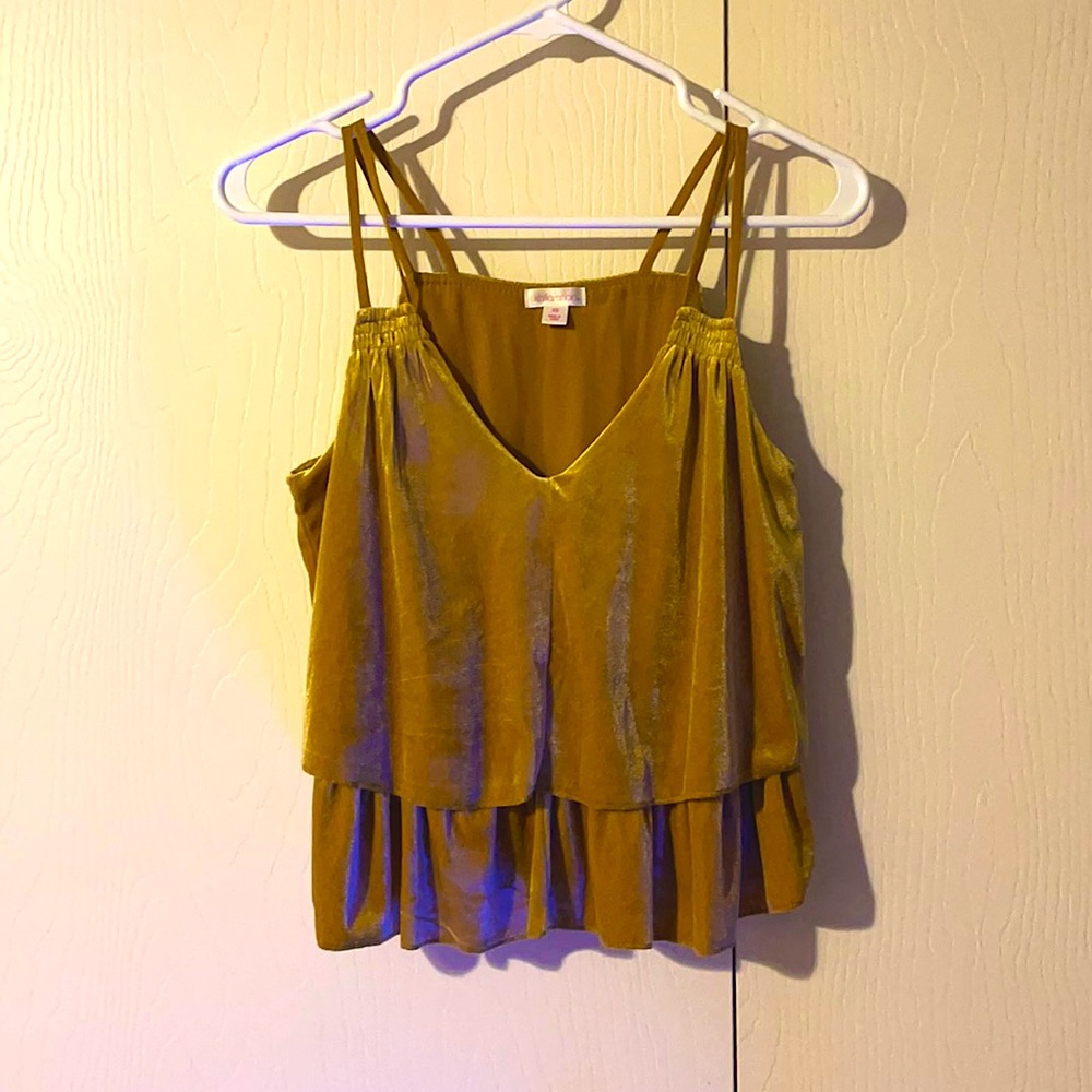 Mustard velvet crop top